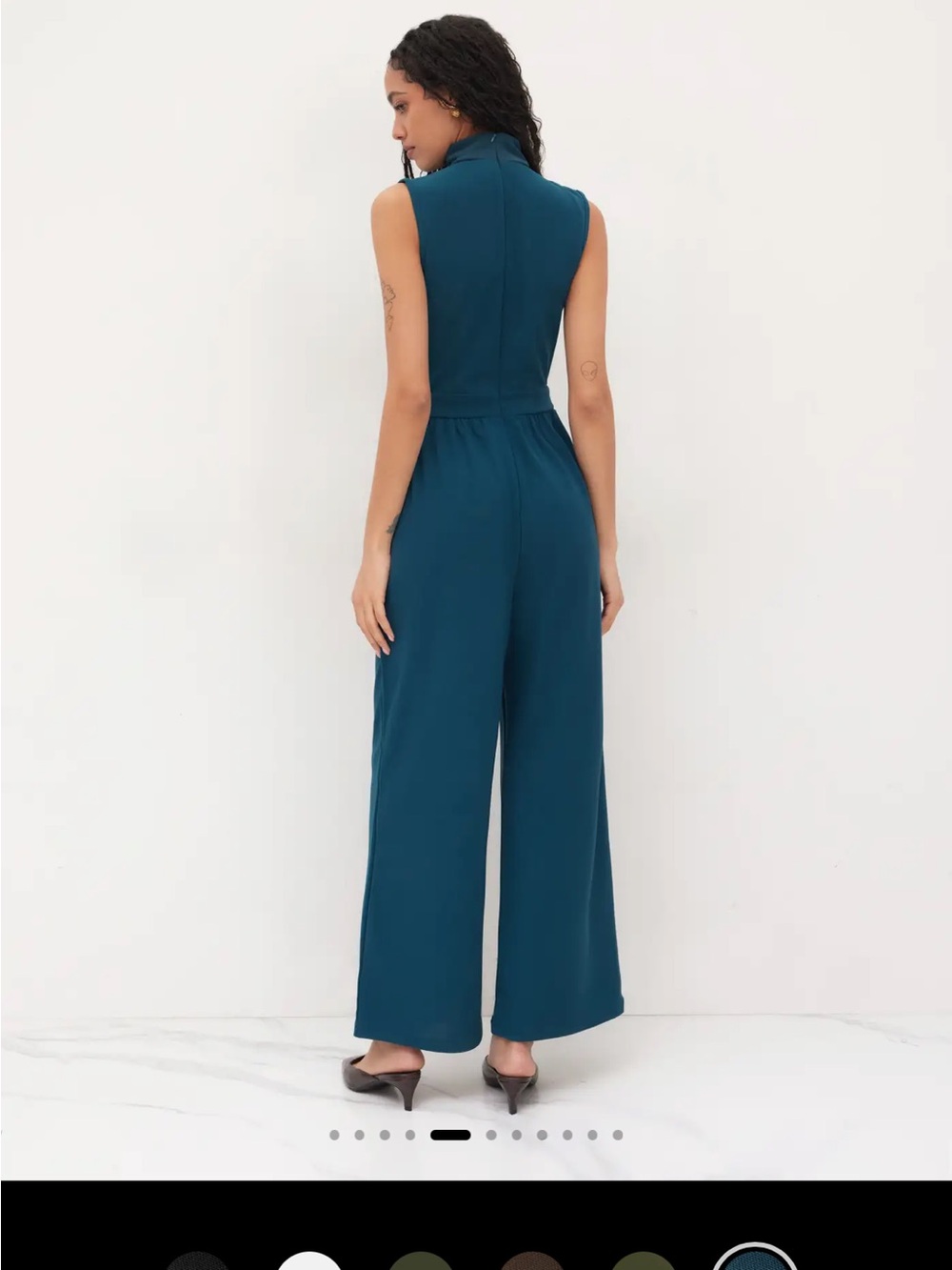 Cider Teal High-Neck Wide-Leg Jumpsuit - Picture 3 of 5